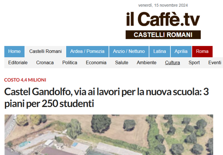 Castel Gandolfo, via ai lavori per la nuova scuola: 3 piani per 250 studenti